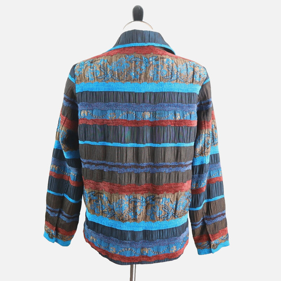 Vintage Graff Size S Mixed Media Jacket Art-To-Wear Blue Red Brown - Picture 4 of 10